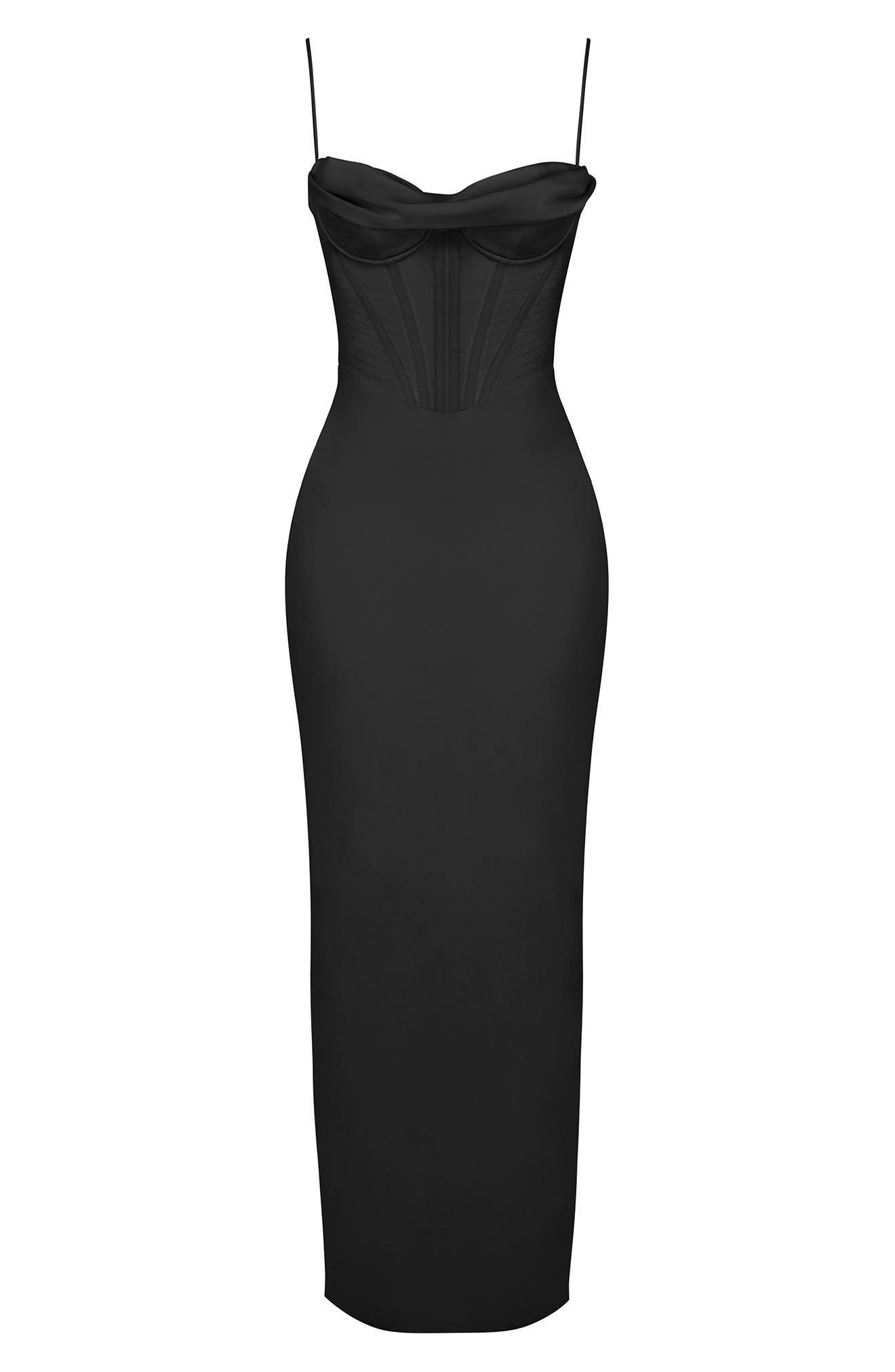 charmaine corset dress nordstrom House Of Cb Women's Charmaine Corset Satin Maxi Dress - Black