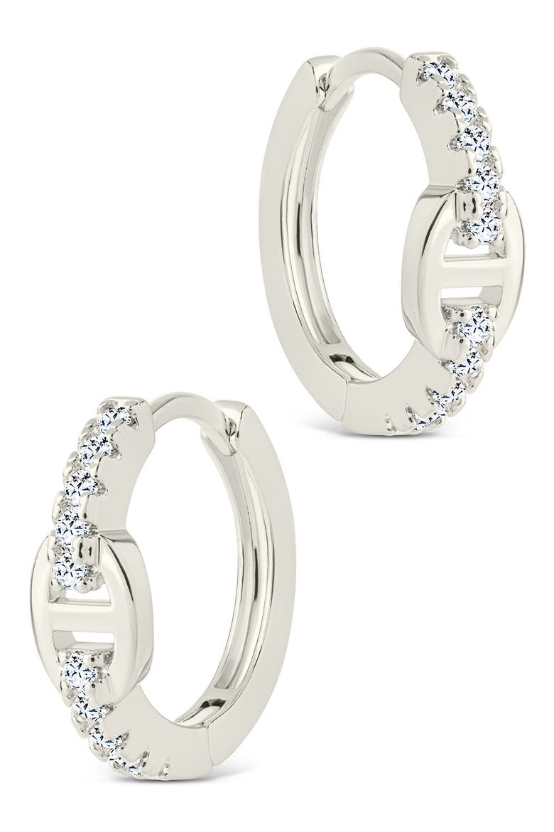 Clementine Cubic Zirconia Hoop Earrings, Alternate, color, SILVER