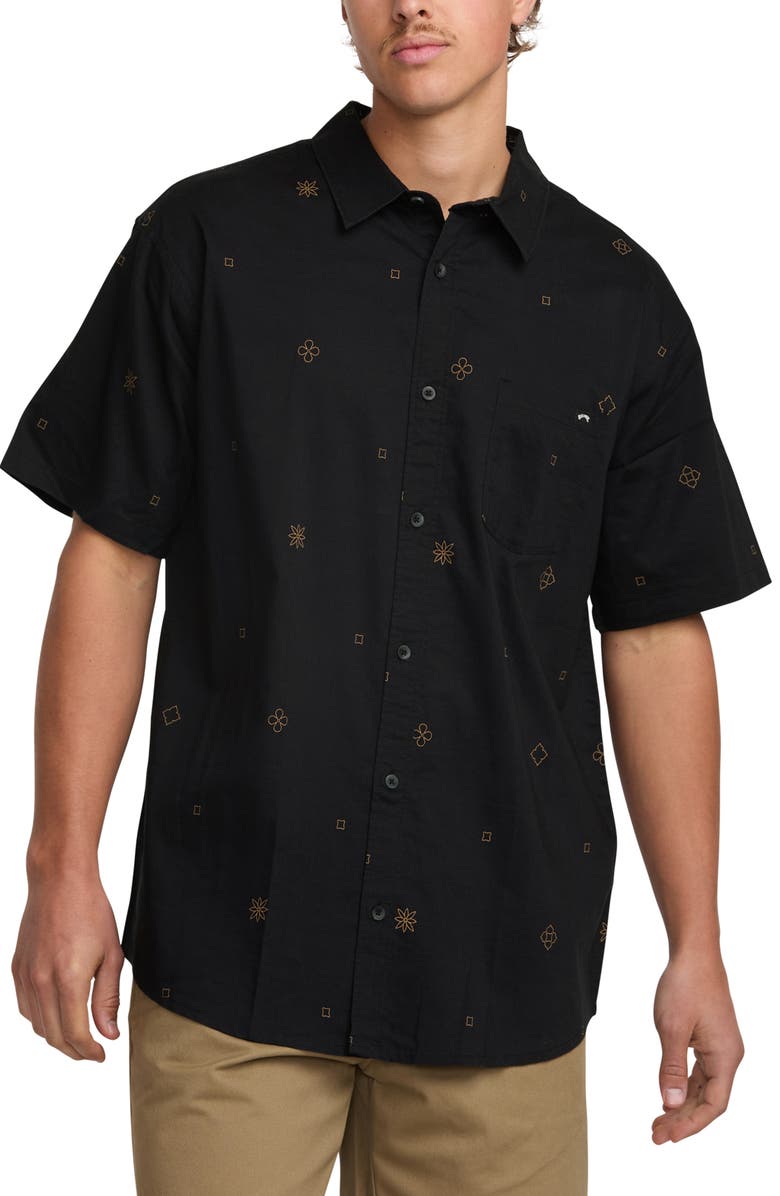 Billabong Sundays Print Short Sleeve Button-Up Shirt, Main, color, 