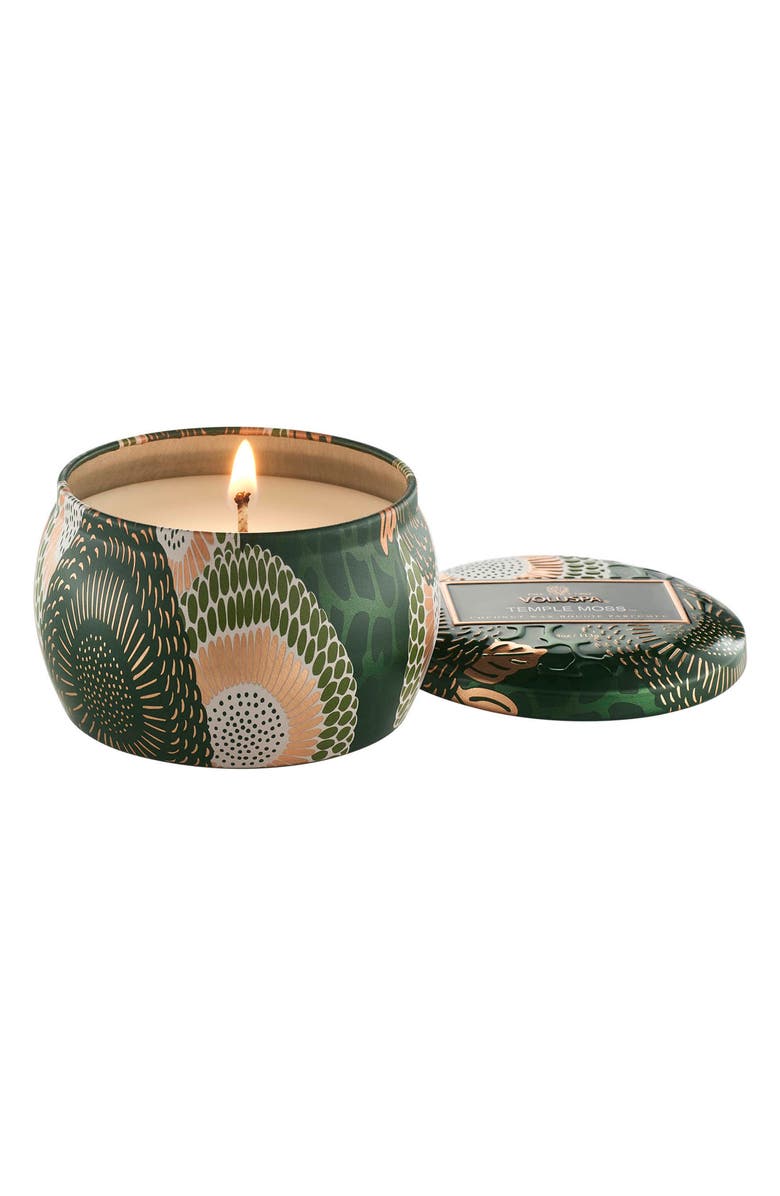 Voluspa Temple Moss Mini Tin Candle, Main, color, 