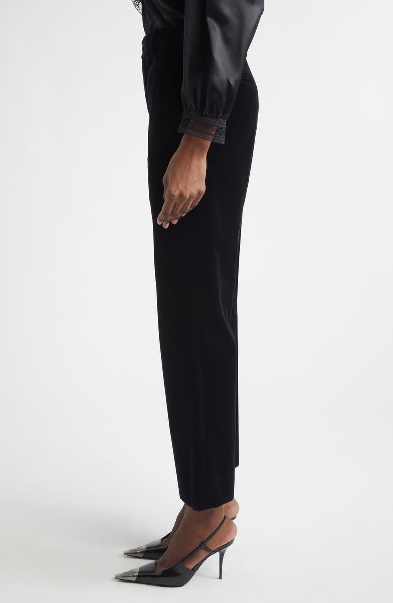 Saint Laurent High Waist Cotton Velour Pants, Alternate, color, Noir