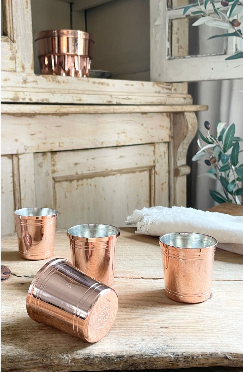 Coppermill Kitchen Vintage Inspired Copper Shot Glass Set/4, Alternate, color, Copper