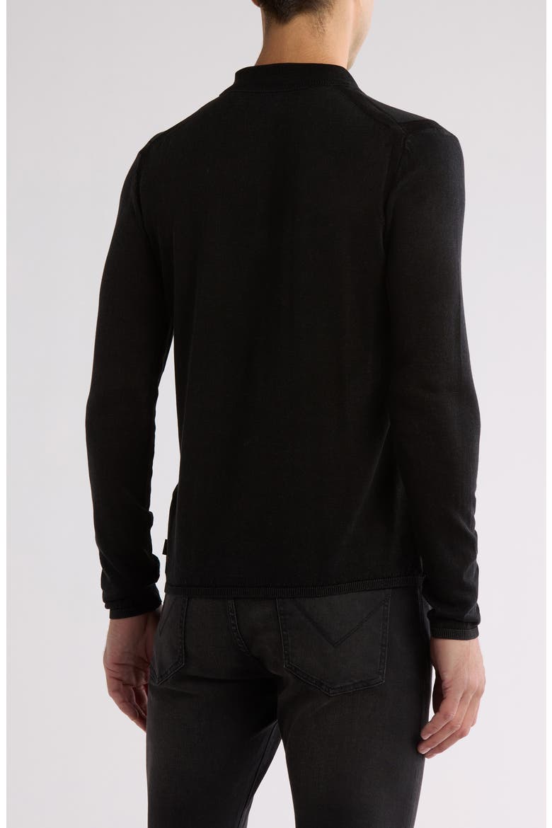 Dune Long Sleeve Cotton Polo Sweater, Alternate, color, BLACK