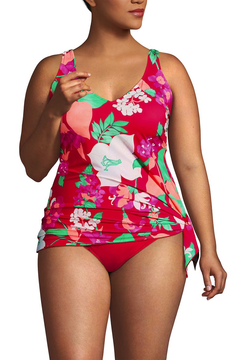 Slender Suit Fauxkini One Piece Swimsuit, Alternate, color, Coral Rose Lilies