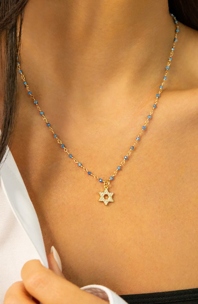 MARLYN SCHIFF Star of David Pavé Pendant Necklace, Alternate, color, Gold/ Turquoise