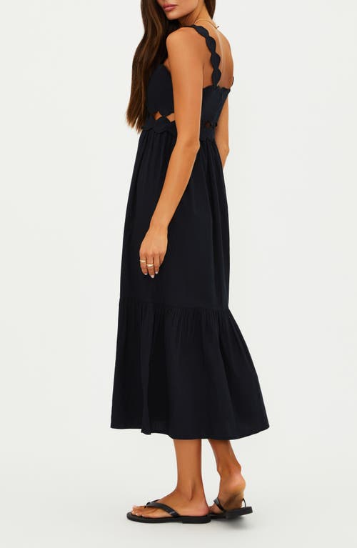 Beach Riot Campbell Scallop Cutout Cotton Cover-up Sundress In Black
