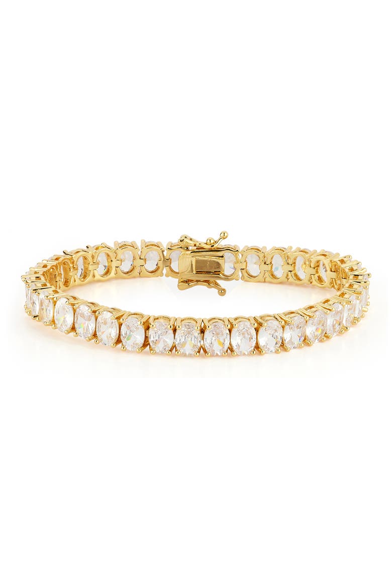 Oval Cubic Zirconia Tennis Bracelet, Main, color, GOLD