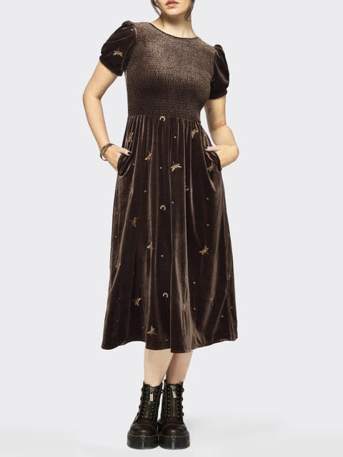 Seraphine Dragonfly Velour Midi Dress