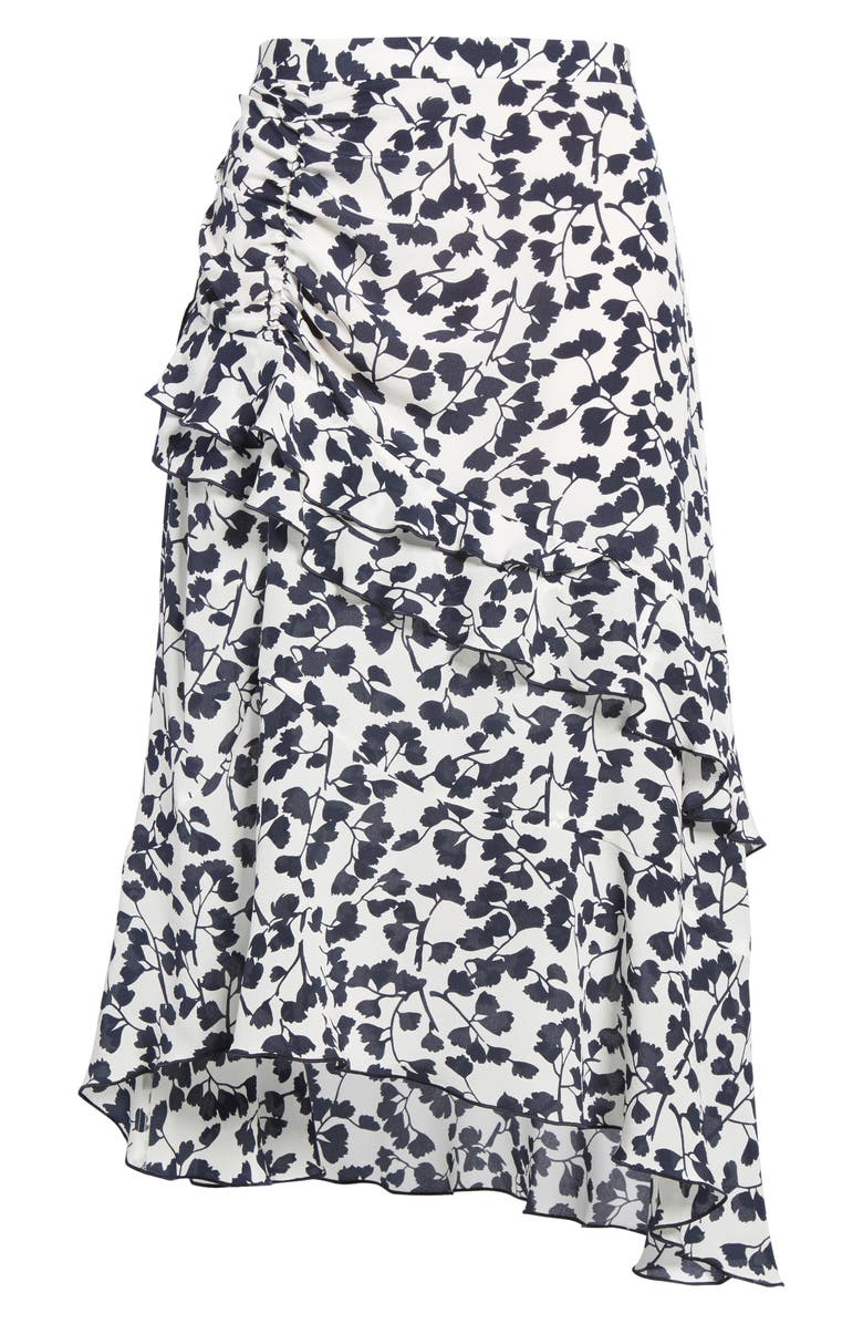 Lewit Ruffled Print Silk Skirt, Alternate, color, 