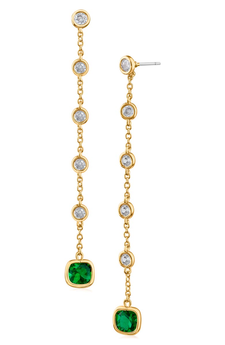 CZ by Kenneth Jay Lane Cubic Zirconia Station Linear Drop Earrings, Main, color,