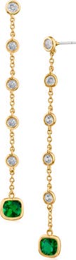 CZ by Kenneth Jay Lane Cubic Zirconia Station Linear Drop Earrings