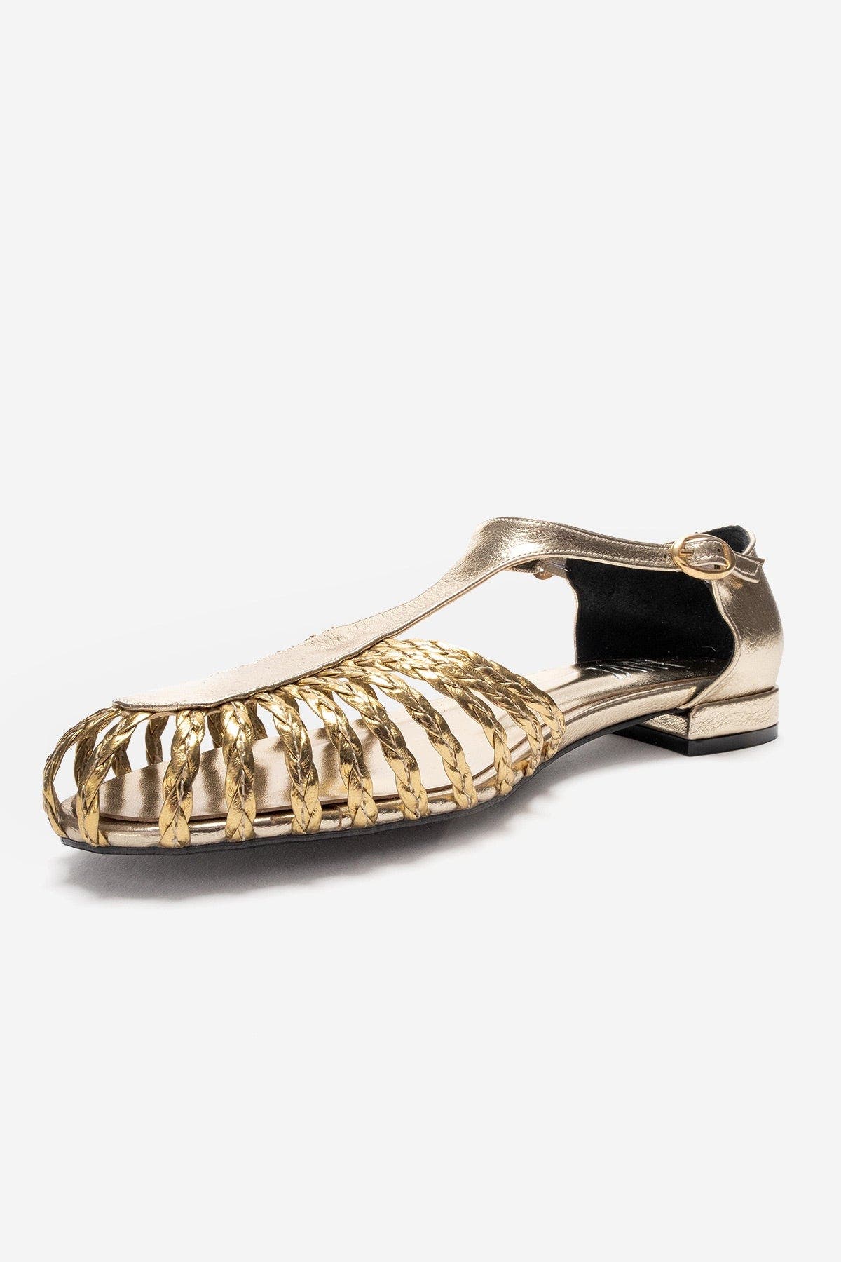 Onos Woven T Strap Sandal, Alternate, color, Gold