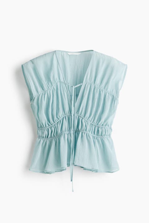 Ruched Cotton Blouse