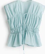 H&M Ruched Cotton Blouse
