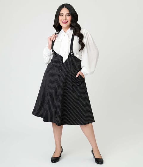 Plus Size 1950s Suspender Swing Skirt