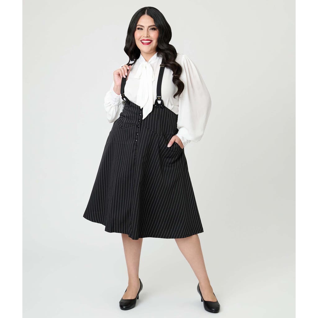 Unique Vintage Plus Size 1950s Suspender Swing Skirt In Multi