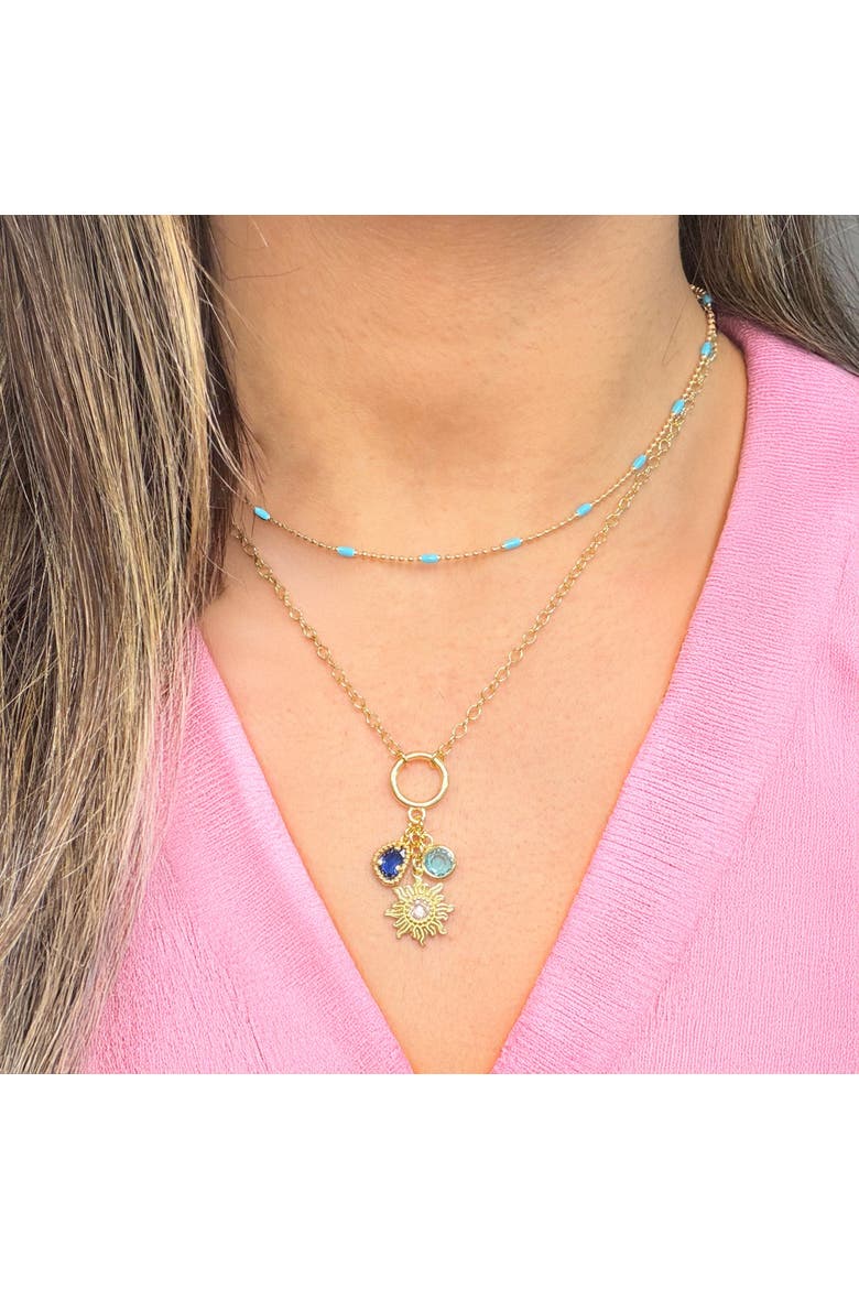 Blue Enamel Nugget Bead Necklace, Alternate, color, Gold-Plated Sterling Silver