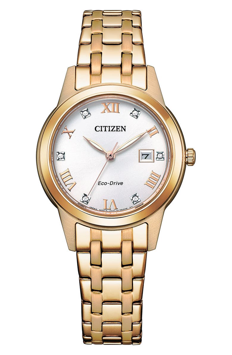 Citizen Eco-Drive Mother-of-Pearl Bracelet Watch, 29mm, Main, color, Gold