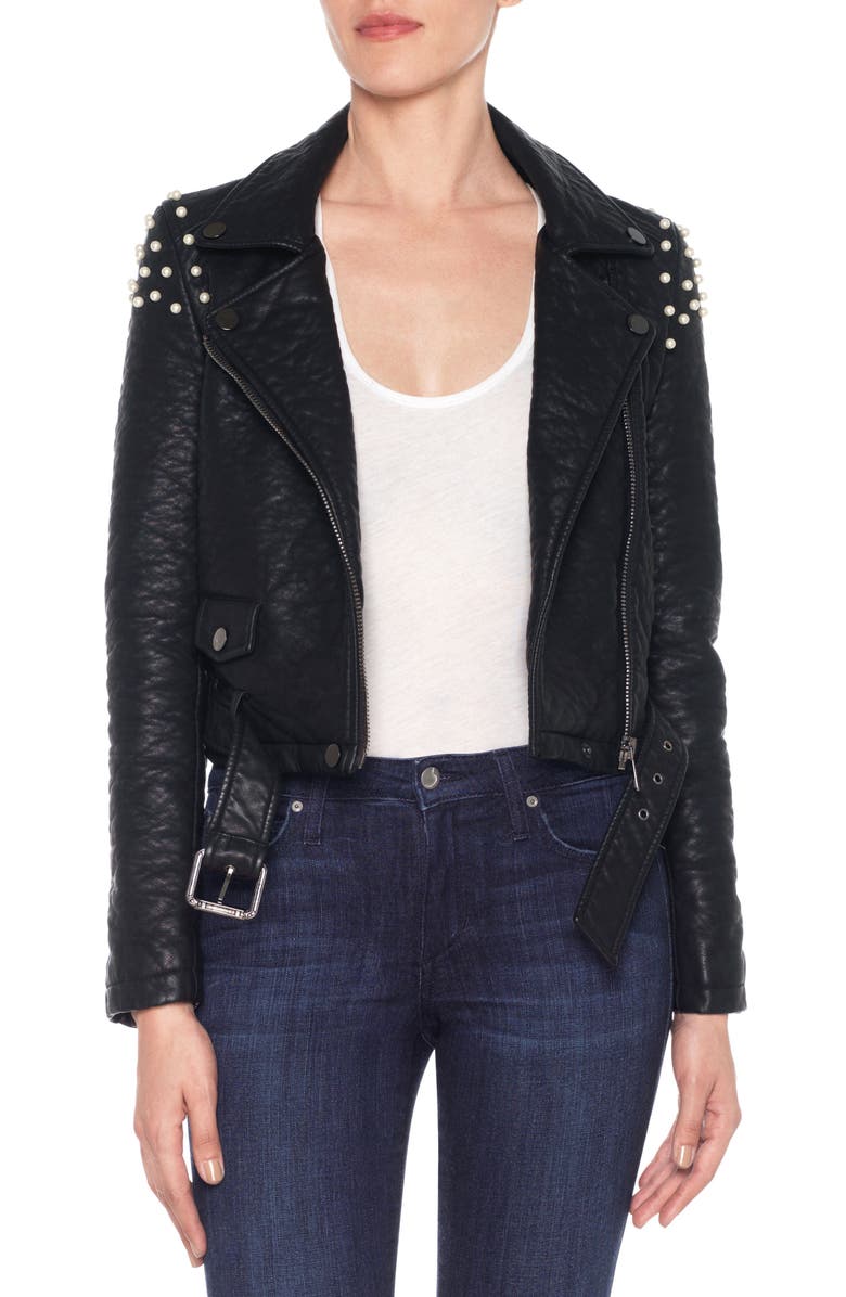 Joe's Taylor Embellished Faux Leather Moto Jacket, Main, color, 