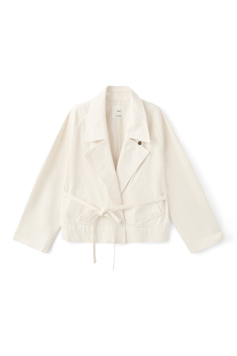 Belted Denim Trench Coat, Alternate, color, OFF WHITE