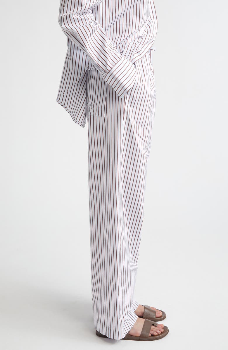 LOULOU DE SAISON Cisco Stripe Cotton Poplin Drawstring Pants, Alternate, color, Dark Red/ Light Blue