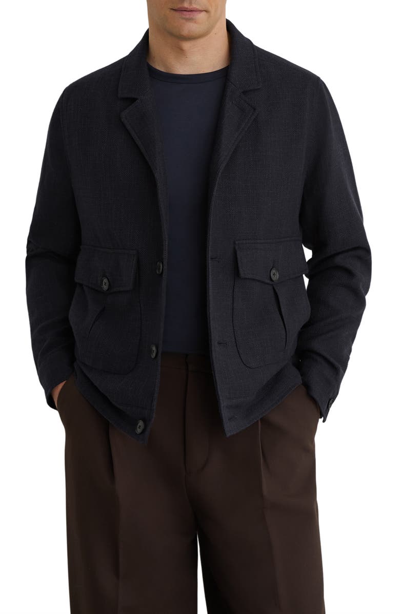Reiss Gandine Textured Hopsack Jacket, Main, color, Navy