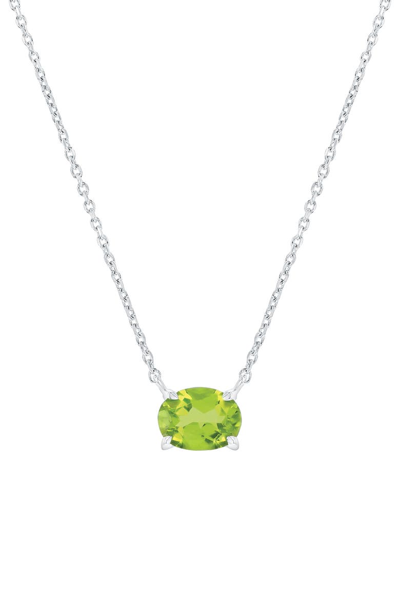 SIMONA Sterling Silver Oval Semiprecious Stone Pendant Necklace, Main, color, Peridot