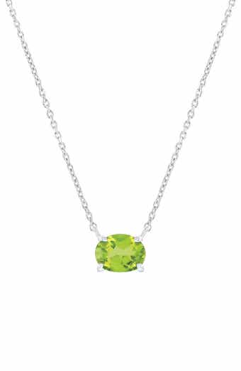 SIMONA Sterling Silver Oval Semiprecious Stone Pendant Necklace
