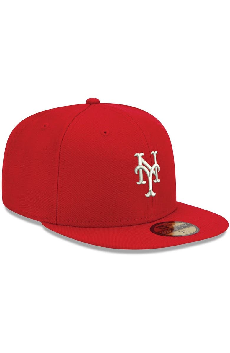 New Era Men's New Era Red New York Mets White Logo 59FIFTY Fitted Hat, Alternate, color, 