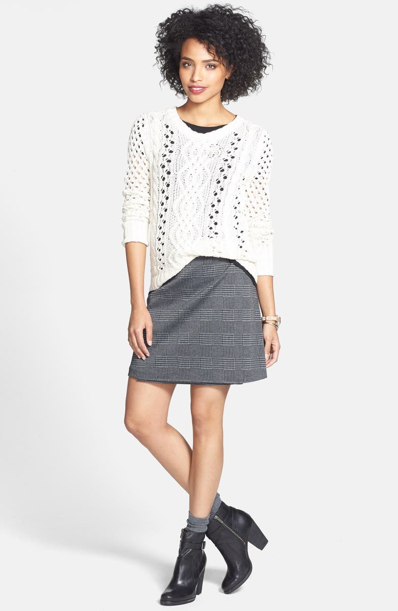 Vince Camuto Glen Plaid Faux Wrap Miniskirt, Alternate, color, Medium Heather Grey