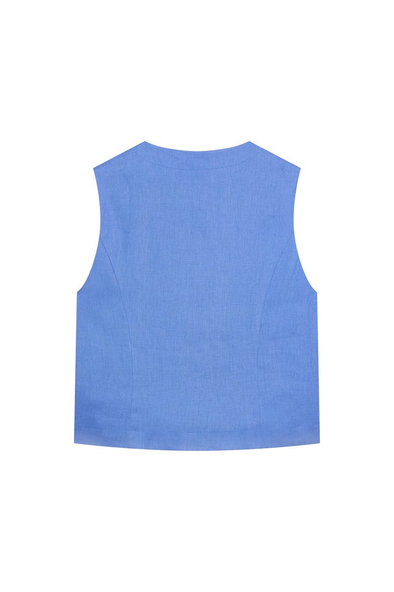 Linen Military Detail Top, Alternate, color, Blue