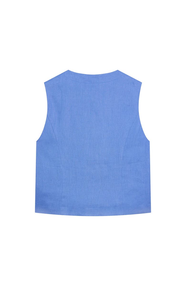 MINT VELVET Linen Military Detail Top, Alternate, color, Blue