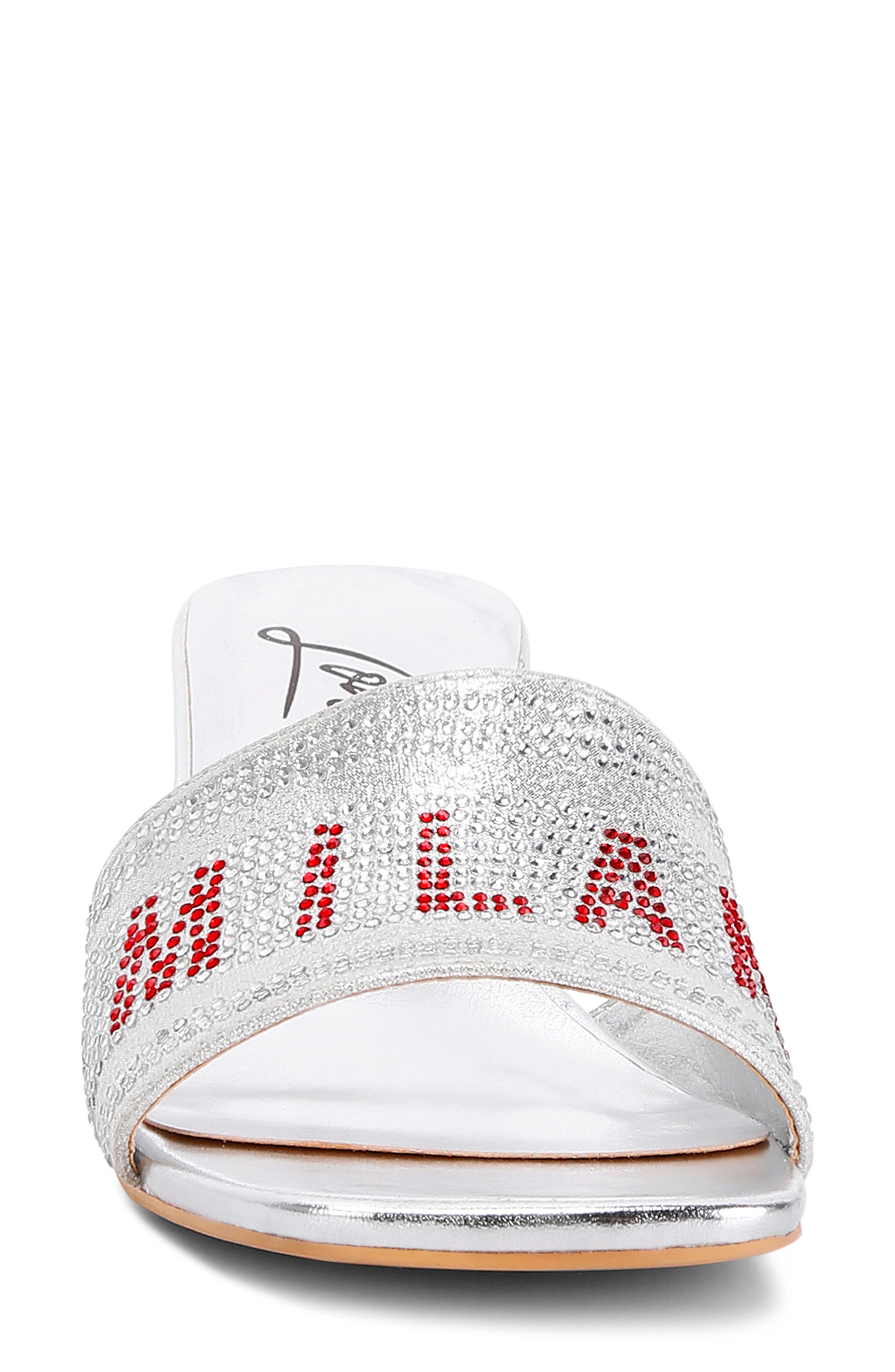 LONDON RAG Punstar Rhinestone Embellished Slide Sandal, Alternate, color, Silver