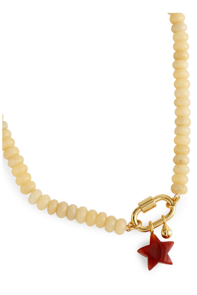Beaded Star Carabiner Necklace, Alternate, color, PALE MARZIPAN
