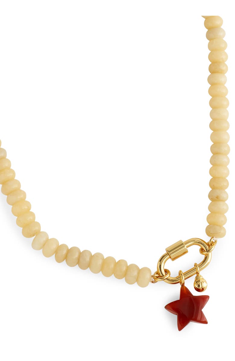 Madewell Beaded Star Carabiner Necklace, Alternate, color, Pale Marzipan