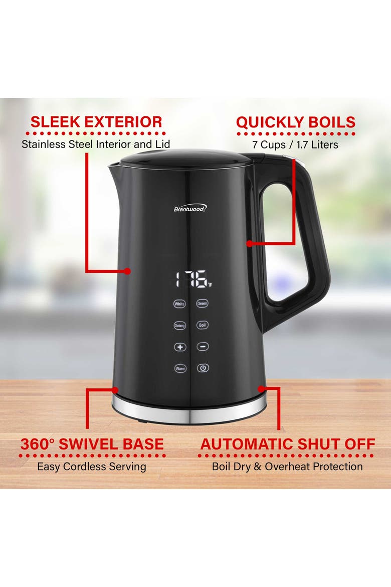 1.7L 1100W bpa Free Cordless Digital Electric Kettle, Alternate, color, Black