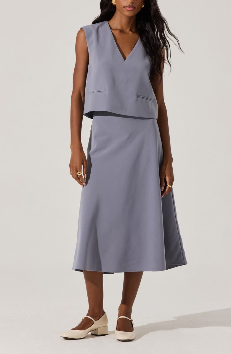 ASTR the Label Flared Midi Skirt, Alternate, color, Blue