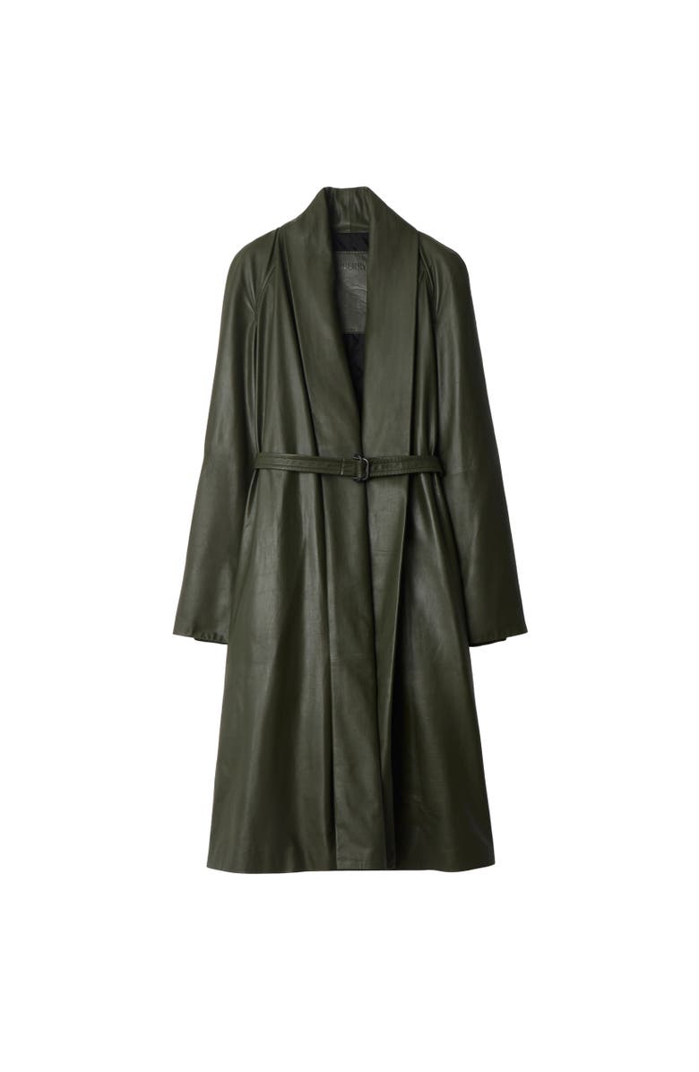 Burberry Leather Wrap Coat, Alternate, color, Shale