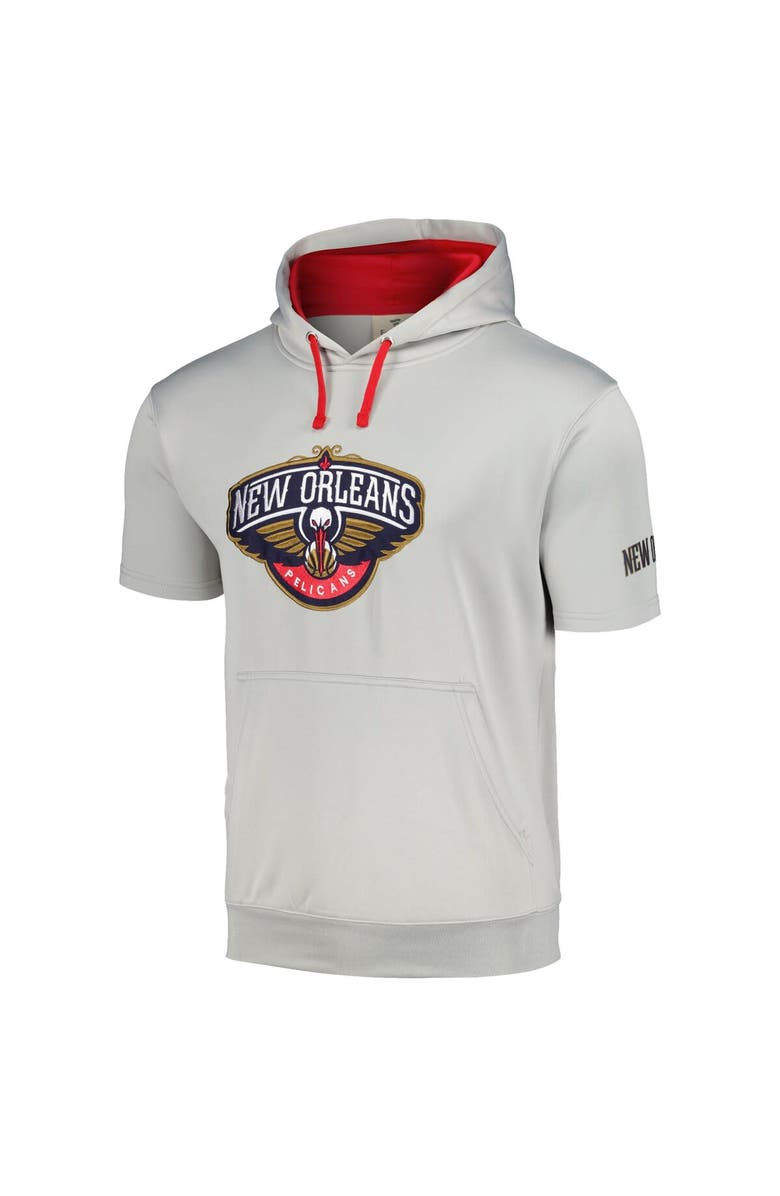 FANATICS Men's Fanatics Branded Silver/Red New Orleans Pelicans Short Sleeve Pullover Hoodie, Alternate, color, Silver