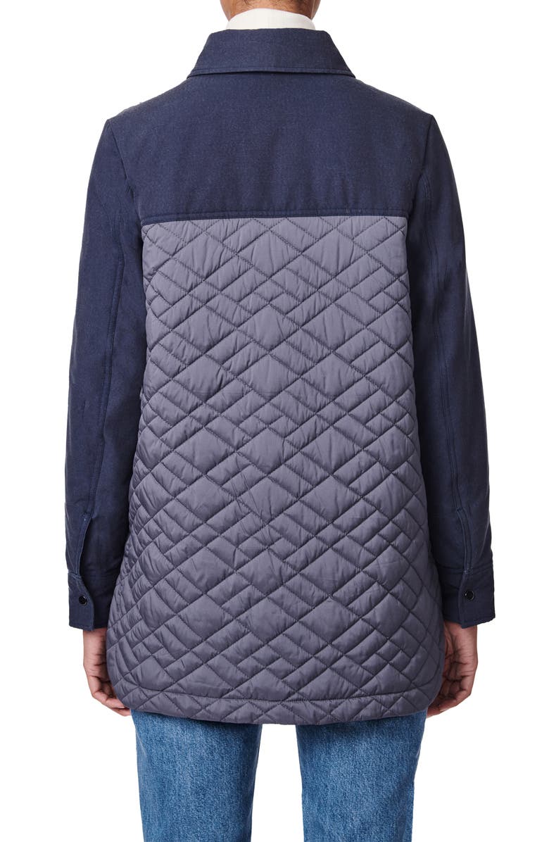 Bernardo Water-Resistant Quilted Shacket, Alternate, color, Grisalle Denim Blue