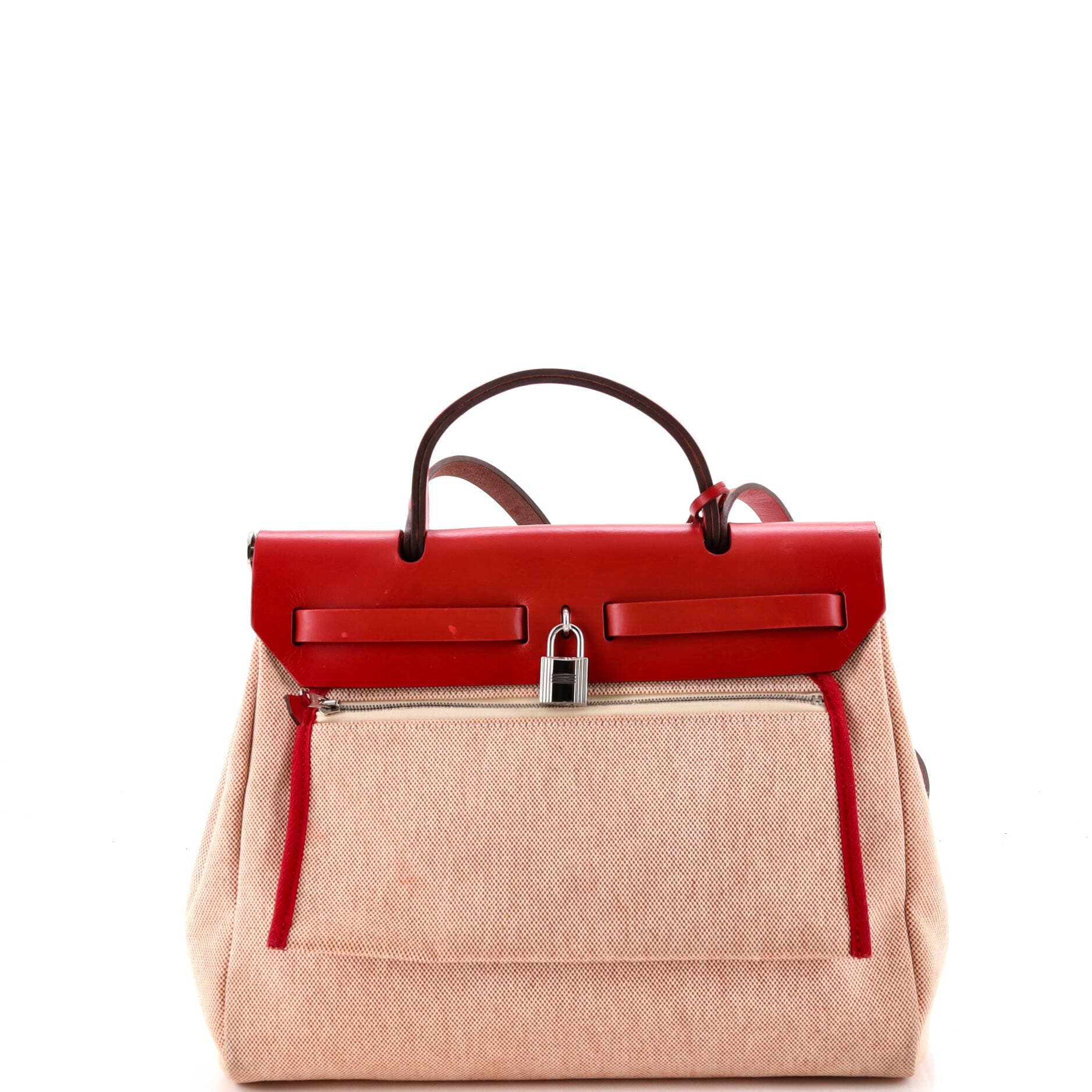 Pre-Owned Hermes Herbag Zip Pegase Pop Toile and Leather 31, Alternate, color, Rouge Piment