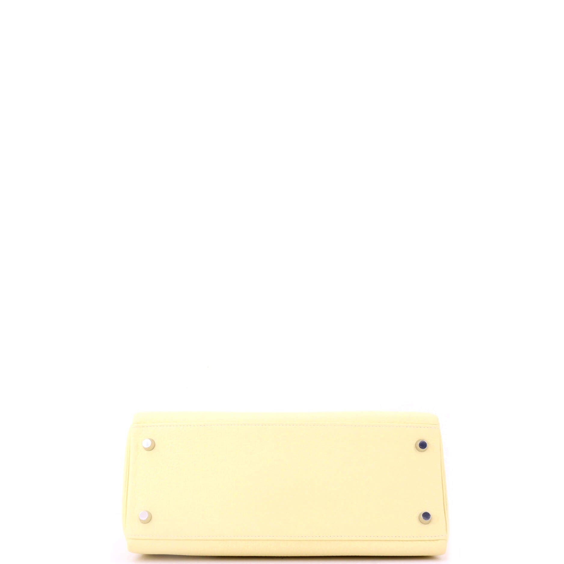Pre-Owned Hermes Kelly Handbag Yellow Clemence with Palladium Hardware 28, Alternate, color, 