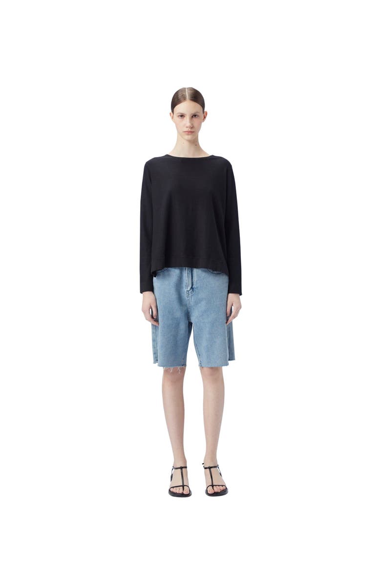 GOBI Mongolian Cashmere Boatneck Cotton Silk Cashmere Blend Sweater, Alternate, color, Black