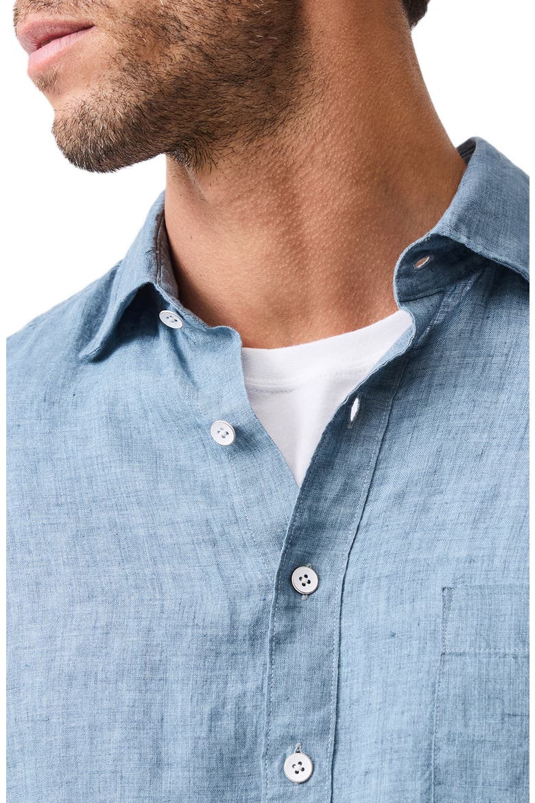 Coromandel Button-Up Linen Shirt, Alternate, color, SEA STONE