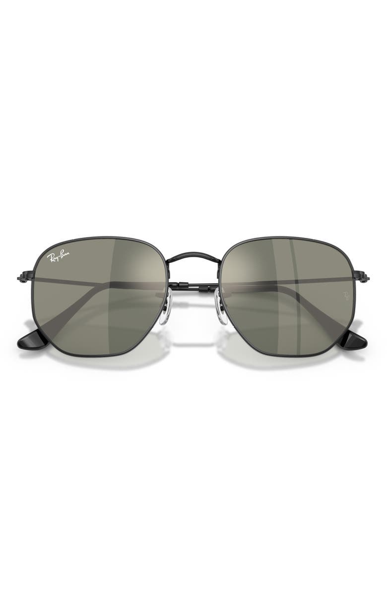 Ray-Ban 54mm Hexagonal Flat Lens Sunglasses, Alternate, color, Black / Grey Mirror Bronze