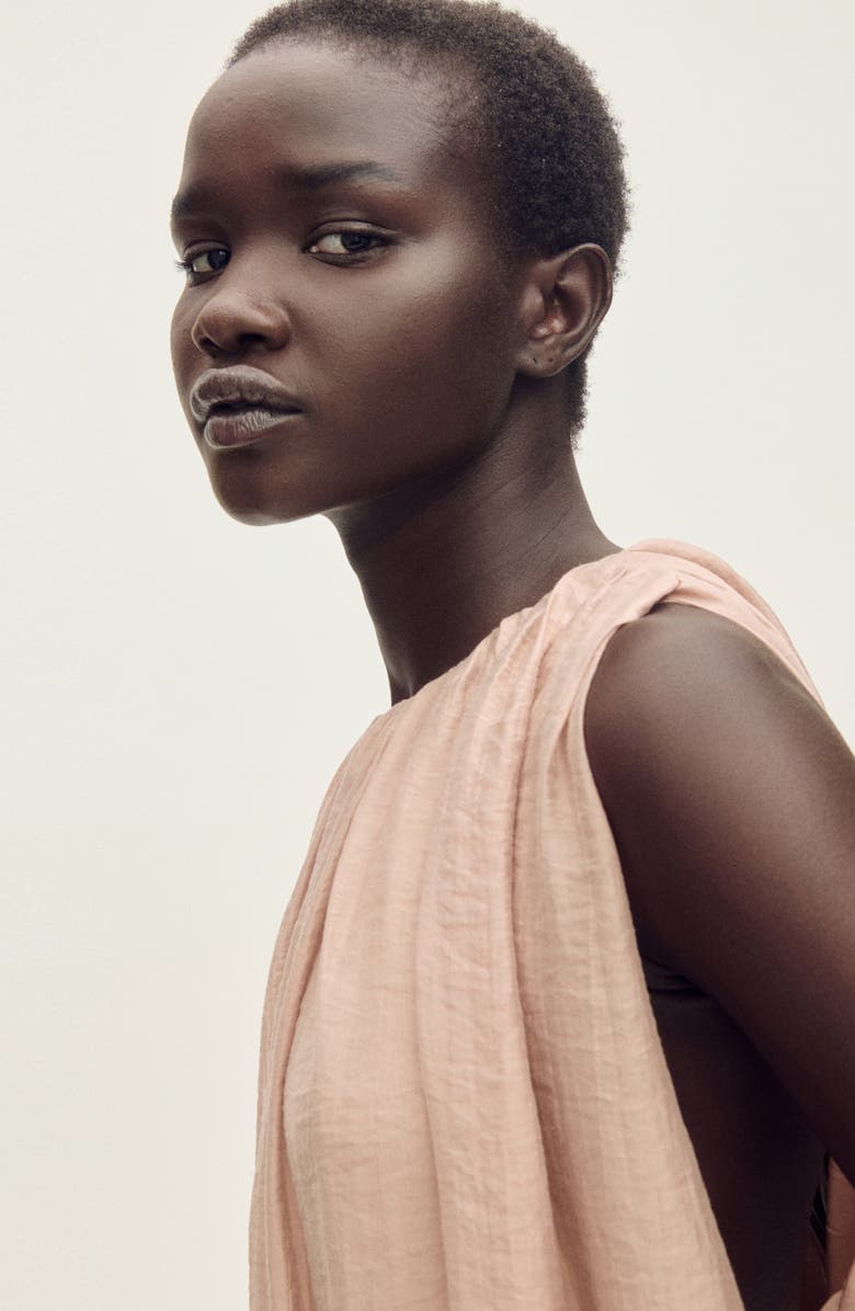 MANGO Gathered Belted Maxi Dress, Alternate, color, Beige