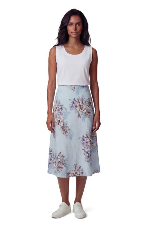 Exotic Floral Womens Midi Skirt