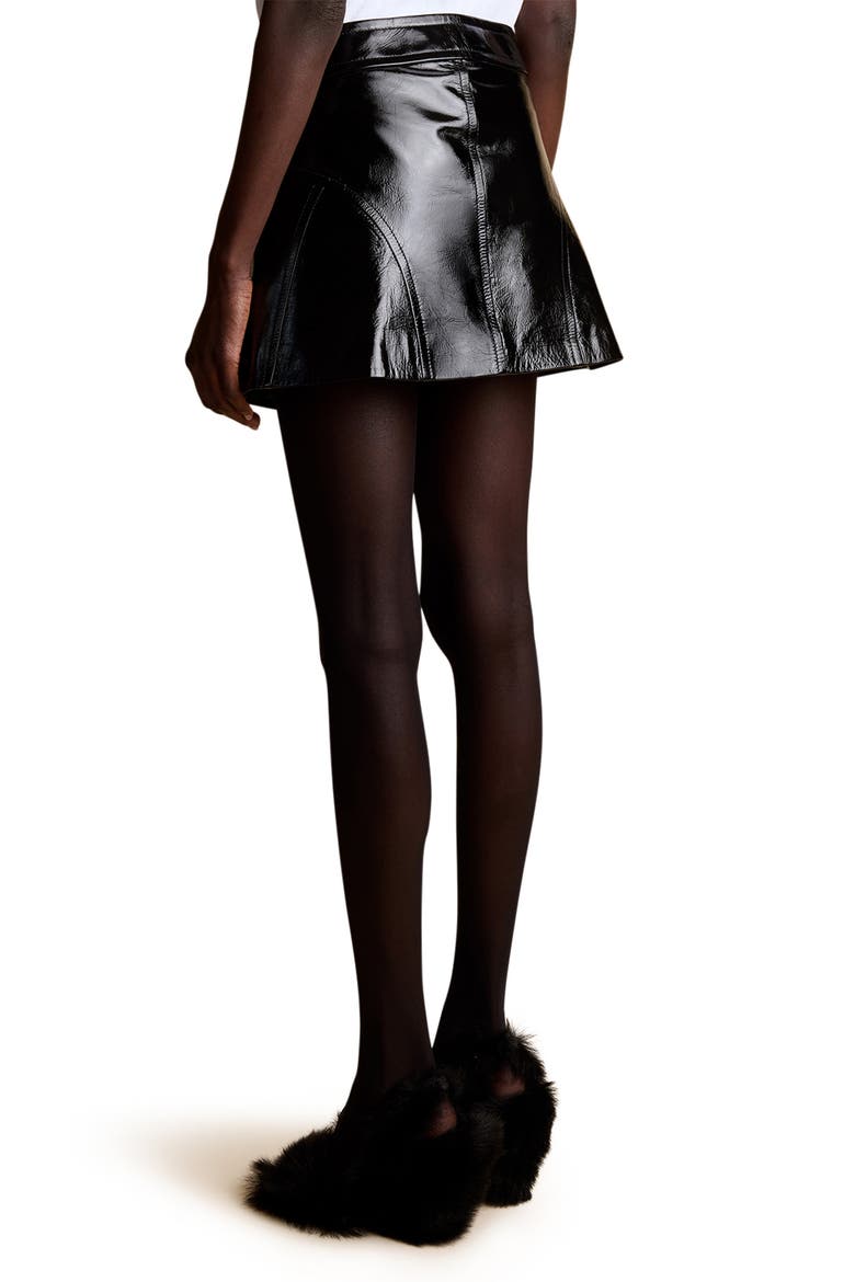 Keene Crackled Lambskin Miniskirt, Alternate, color, BLACK