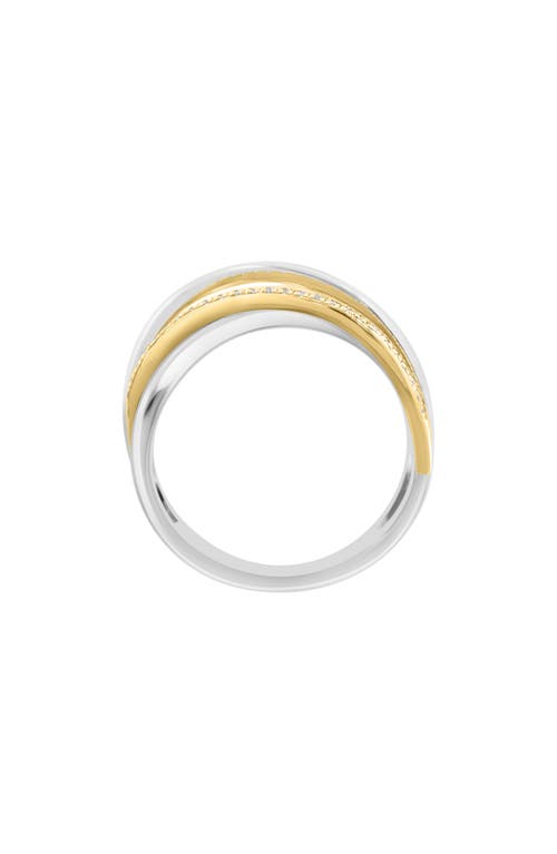Effy Two-tone Diamond Crisscross Ring In Silver Multi