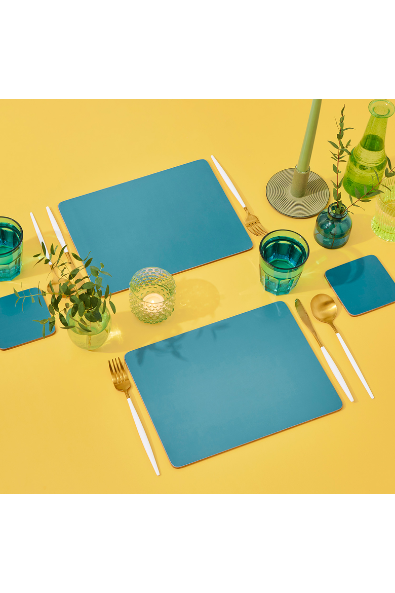 Evergreen Set of 4 Cork Back Placemats, Alternate, color, Evergreen